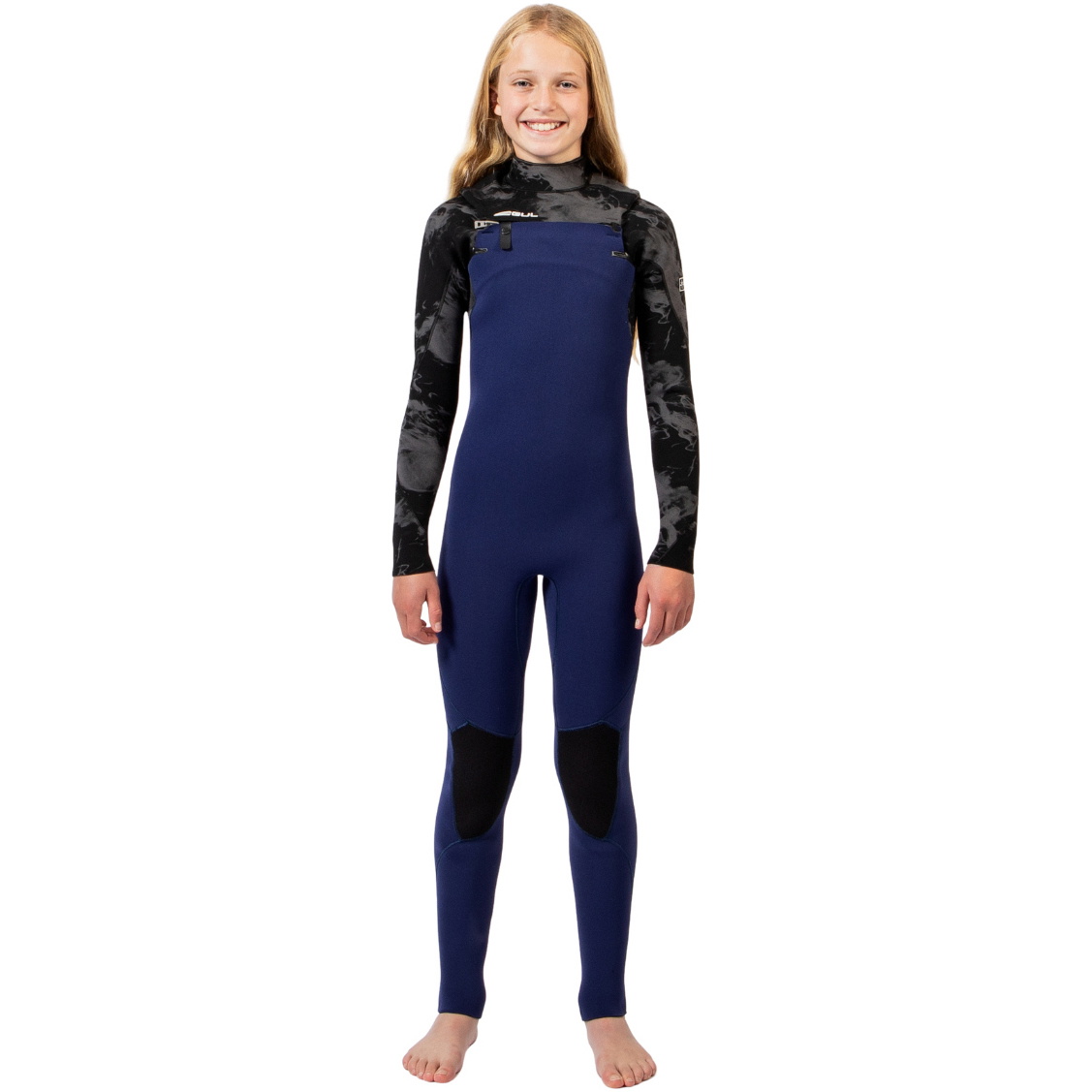 2026 Gul Junior Yulex Flexor 3/2mm Chest Zip Wetsuit FX1228-BLSM - Blue / Smoke